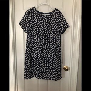 J. Crew Factory Navy Polka Dot Short Sleeve Dress
